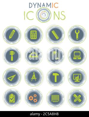 engineering dynamic icons Stock Vector