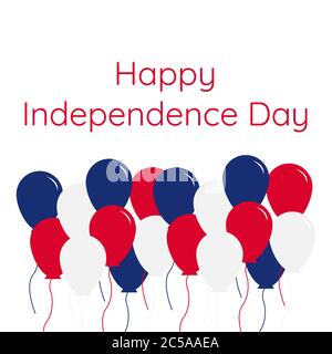 USA Independence Day poster with air balloons in flag colors isolated on white background Stock Vector