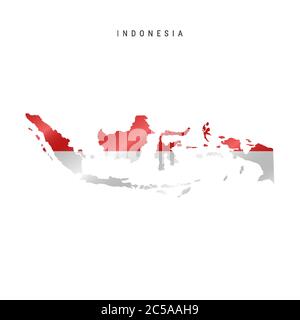 Detailed waving flag map of Indonesia. Vector map with masked flag. Stock Vector