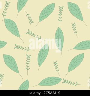 Vector abstract seamless pattern in with green leaves Stock Vector
