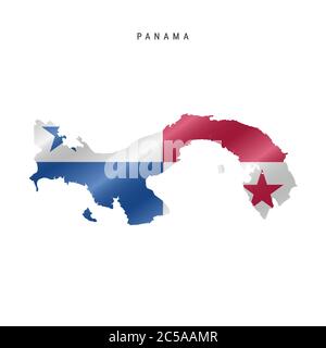 Detailed waving flag map of Panama. Vector map with masked flag. Stock Vector