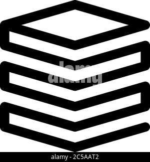 Layers or stack of papers icon. Outline modern design element. Simple black flat vector sign with rounded corners. Stock Vector