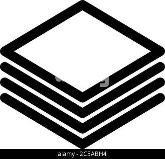 Layers or stack of papers icon. Outline modern design element. Simple black flat vector sign with rounded corners. Stock Vector