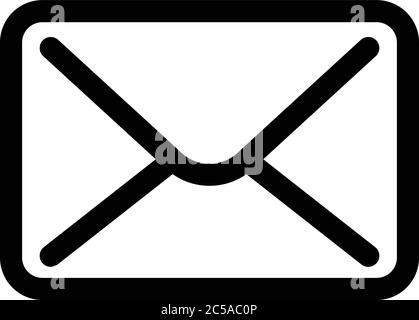 Mail envelope icon. Symbol of e-mail communication or post office. Outline modern design element. Simple black flat vector sign with rounded corners. Stock Vector