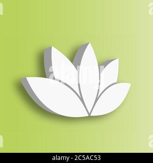 Lotus flower 3d Icon on green gradient background. Wellness, spa, yoga, beauty and healthy lifestyle theme. Vector illustration. Stock Vector