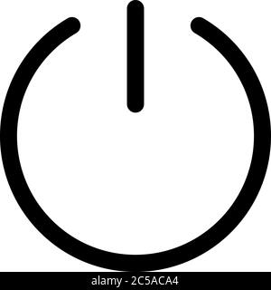Power button icon. Symbol of start or turn on. Outline modern design element. Simple black flat vector sign with rounded corners. Stock Vector