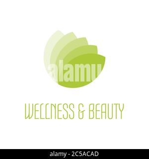 Green leafs icon - wellness beauty and spa theme. Simple flat green vector illustration on white background. Stock Vector