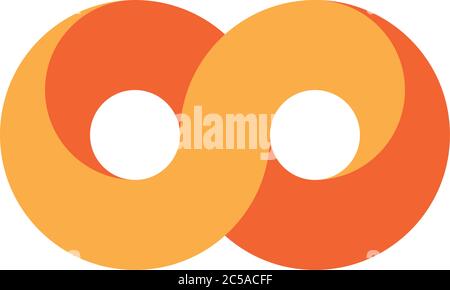 Orange infinity symbol icon. 3D-like design effect. Vector illustration. Stock Vector