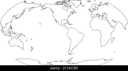 Outline map of World. Americas centered. Simple flat vector ...