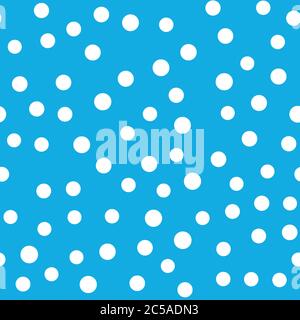 Snowy seamless patern. White dot snowflakes on blue background. Snow and Christmas theme. Abstract backround. Stock Vector