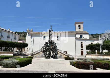 A square with a statue dedicated to the Holy Father Pio in the town of San Giovanni Rotondo in Italy. Stock Photo