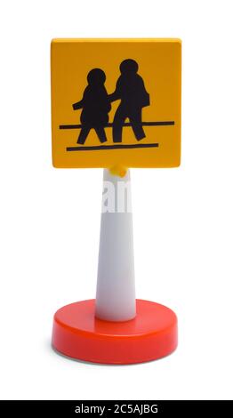 Toy Pedestrian Crosswalk Sign Isolated on White. Stock Photo