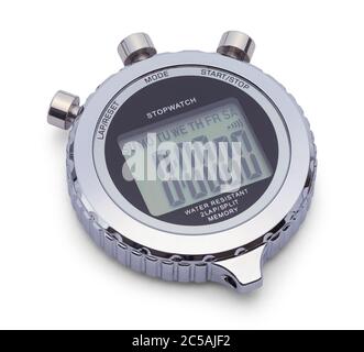 Digital Chrome Stop Watch Isolated on White Background. Stock Photo