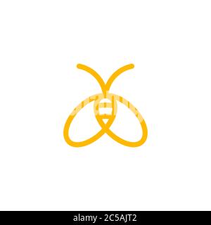 Vector illustration of bee, linear design concept, isolated on white background. Stock Vector