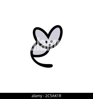 vector illustration of a cartoon cat logo, isolated on white background. Stock Vector