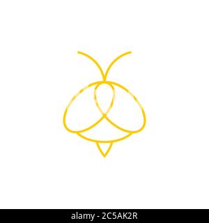 Vector illustration of bee, linear design concept, isolated on white background. Stock Vector