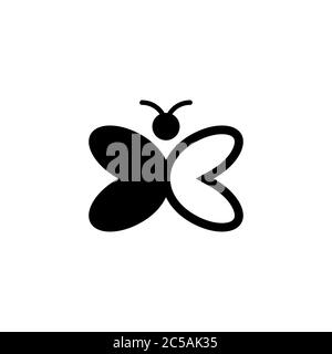 Butterfly logo, silhouette with negative space design concept, isolated on white background. Stock Vector