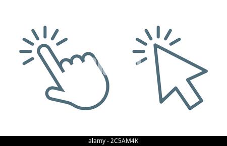 Pointer cursor сomputer mouse icon. Clicking cursor, pointing hand clicks icons. Click cursor. Vector. Stock Vector