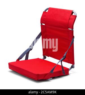 Folding Red Sports Chair for Stadium Bleachers Isolated on White. Stock Photo