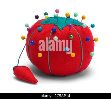 Sewing Pin Cushion Isolated on White Background. Stock Photo