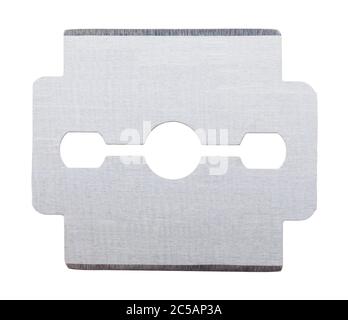 Steel Razor Blade Cut Out on White. Stock Photo