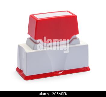Rubber Work Stamper Isolated on White Background. Stock Photo