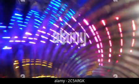 Horizontal shot of real, unique, staggered and refracted light layers on a black background Stock Photo