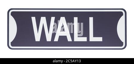 Wall Street Sign Cut Out on White. Stock Photo
