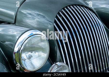 Morgan car sports car bonnet detail Stock Photo