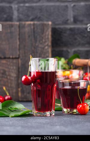 Fresh cherry juice. Summer drink Stock Photo