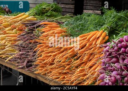 Fresh Vegetables on market stall Stock Photo