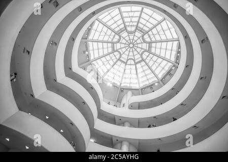 Interior of the Guggenheim Museum in New York, Mono Stock Photo