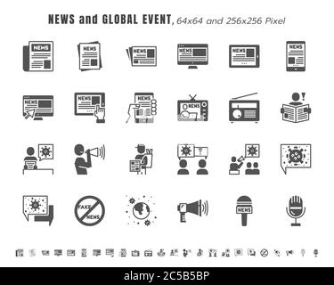 Simple Set of News and Global Event of Coronavirus, Covid-19 Related in Different Platform. Such as Tablet, Phone, Speech Bubble. Solid Glyph Icons Ve Stock Vector