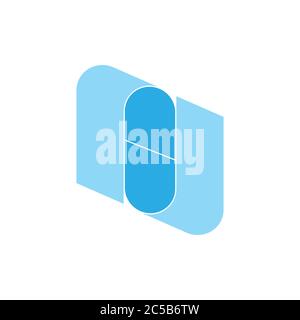 letter rj simple geometric capsule medicine logo vector Stock Vector