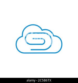 cloud document paper clip symbol vector Stock Vector