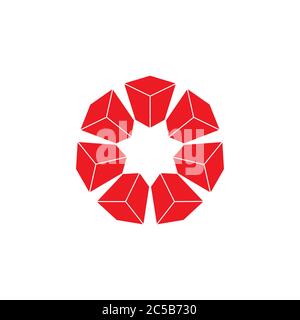 box swirl circle 3d logo vector Stock Vector