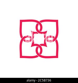 colorful linked love shape geometric linear logo vector Stock Vector