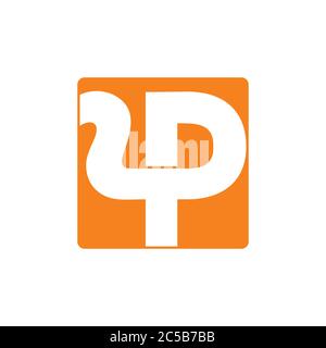 letter p ribbon curves negative space logo vector Stock Vector