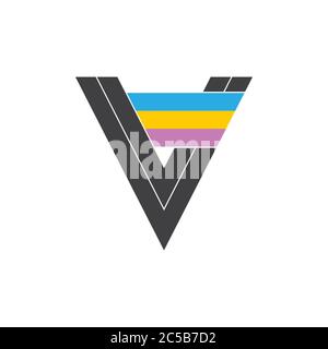 letter v colorful flag logo geometric design Stock Vector
