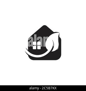 nature curves leaf home simple geometric symbol logo vector Stock Vector