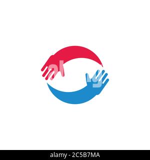 helping hand care symbol motion design vector Stock Vector