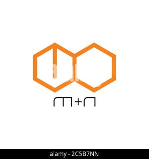 abstract letter mn hexagonal simple logo vector Stock Vector