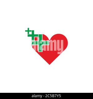 love healthy plus medical motion process symbol logo vector Stock Vector