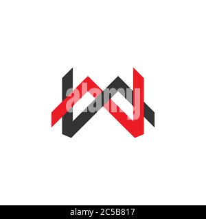 letter mw linked overlapping line logo vector Stock Vector