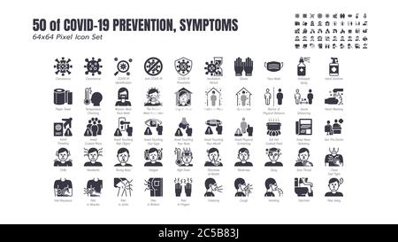 Simple Set of Covid-19 Prevention Solid Glyph Icons. such Icons as Protective, Coronavirus, Social Distancing. Stock Vector
