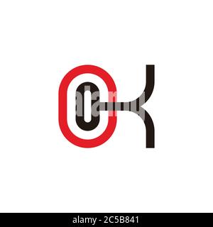 abstract letter ok linked line geometric design symbol vector Stock Vector