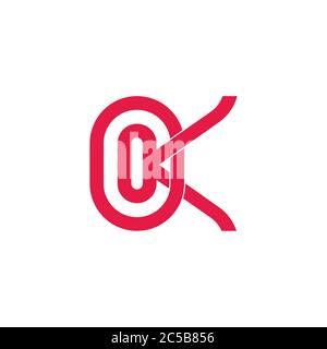 abstract letter ok linked geometric line symbol vector Stock Vector
