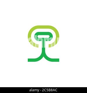 abstract green tree geometric line symbol vector Stock Vector