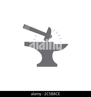 hammer iron silhouette simple symbol vector Stock Vector