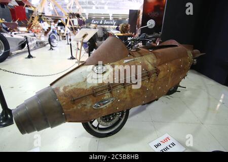 Steampunk rocket bike Vehicle at San Diego Automotive Museum Stock Photo